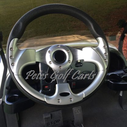 Golf Cart Steering Wheel 13 Inch Black and Silver