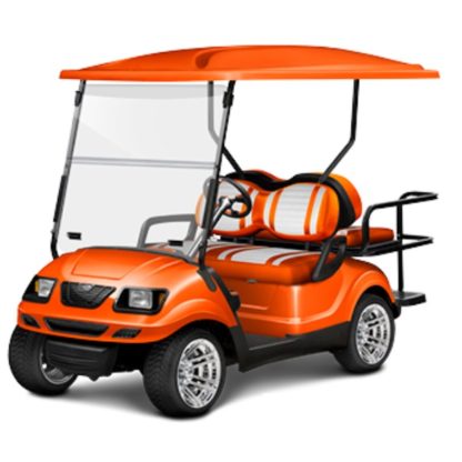 Custom Golf Cart Seat White and Orange Stripe Extreme