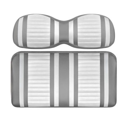 Custom Golf Cart Seat White and Silver Stripe Extreme