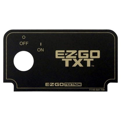 Ezgo Medalist TxT Dash Console Key Switch Name Plate Decal Black Gold