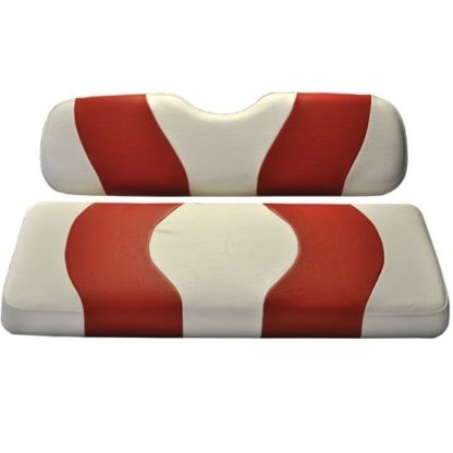 Golf Cart Seat Cover White and Red Wave Club Car Prec 10-015