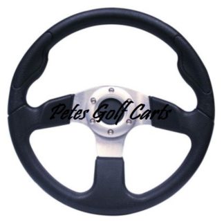13 Inch Golf Cart Steering Wheel Black With Aluminum Spokes