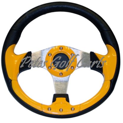 Golf Cart Steering Wheel 13 Inch Yellow Black Club Car Ezgo Yamaha