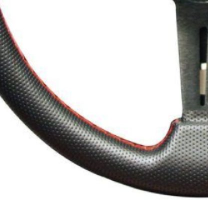 Golf Cart Steering Wheel 14 Inch Black Red Stitching Close Up