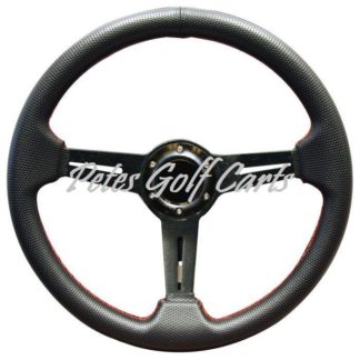 Golf Cart Steering Wheel 14 Inch Black Red Stitching 