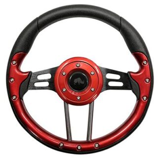 Golf Cart Steering Wheel Red Grip Black Spokes 13 Inch