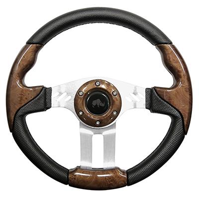 Golf Cart Steering Wheel Woodgrain With Aluminum Spokes 13 Inch