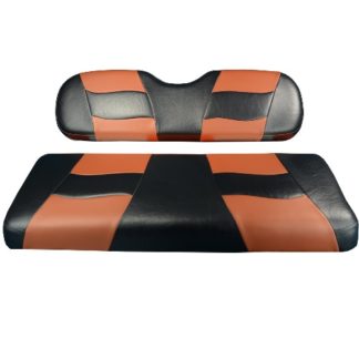 Madjax Golf Cart Rear Flip Seat Cover Set Black and Morrocan Riptide 10-128