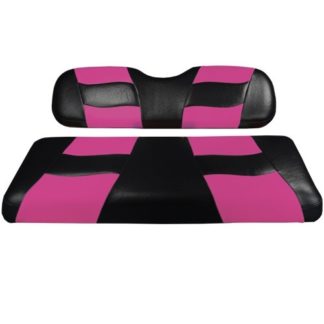 Madjax Golf Cart Rear Flip Seat Cover Set Black and Pink Riptide