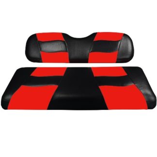 Madjax Golf Cart Rear Flip Seat Cover Set Black and Red Riptide 10-118