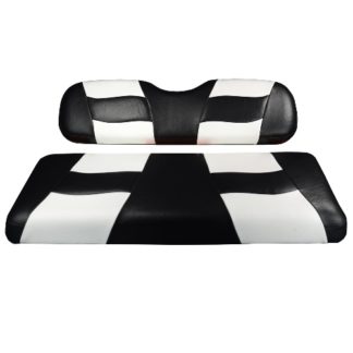 Madjax Golf Cart Rear Flip Seat Cover Set Black and White Riptide