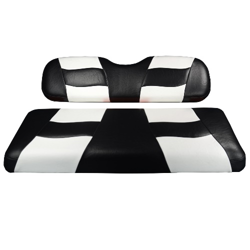 Madjax Golf Cart Rear Flip Seat Cover Set Black And White Riptide Pete S Carts - Ezgo Rear Flip Seat Covers