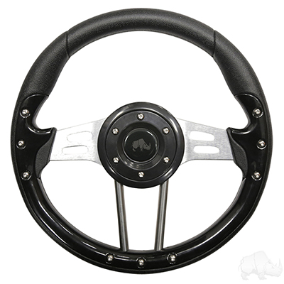 Golf Cart Steering Wheel 13 Inch Black Grip Aluminum Spokes